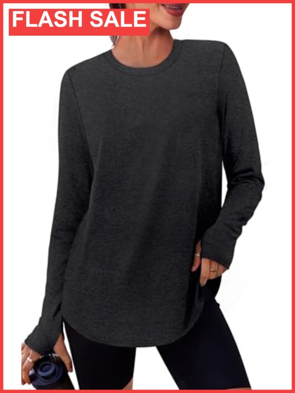Women's Long Sleeve Workout Top with Thumb Holes UPF 50+ Sun Shirt for Hiking